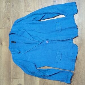 Venti6 Cobalt Blue Linen Blazer Made in Italy sz L